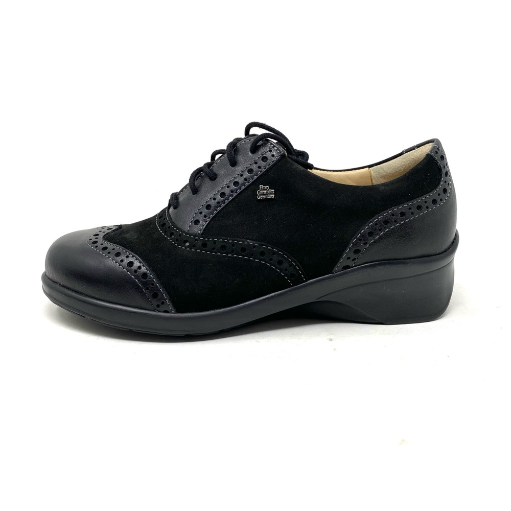 Finn Comfort Eureka Black Leather Oxford Lace Up Shoes NIB